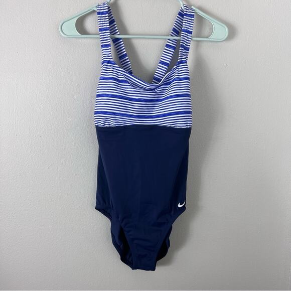 NWT Nike One Piece Swimsuit Navy and Blue Stripe - Picture 5 of 6